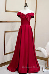 A-Line Off The Shoulder Semi Formal Prom Dress Pure Color Sexy Long