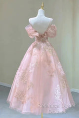 A-Line Princess Lovely Pink Tea Length Straps Tulle Formal Dress Semi Formal Prom Dress