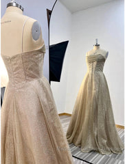 A-Line Semi Formal Prom Dresses Corsets Dress Wedding Party Sweep / Brush Train Sleeveless Spaghetti Strap Tulle With Glitter Pleats