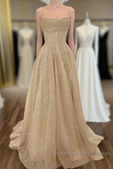 A-Line Semi Formal Prom Dresses Corsets Dress Wedding Party Sweep / Brush Train Sleeveless Spaghetti Strap Tulle With Glitter Pleats