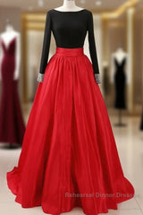 A-Line Semi Formal Prom Dresses Dress Party Wear Long Sleeve Satin With Pleats