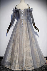 A-Line Semi Formal Prom Dresses Dress Wedding Floor Length Strap Tulle With Sequin Embroidery