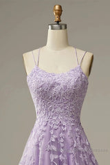 A-Line Semi Formal Prom Dresses Floral Dress Formal Sleeveless Strap Tulle With Appliques