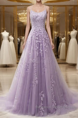 A-Line Semi Formal Prom Dresses Floral Dress Formal Sleeveless Strap Tulle With Appliques