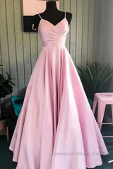 A-Line Semi Formal Prom Dresses Minimalist Dress Formal Wedding Guest Floor Length Sleeveless V Neck Bridesmaid Dress Stretch Satin Backless