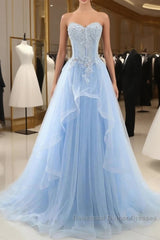 A-Line Sexy Engagement Semi Formal Prom Birthday Dress Strapless Sleeveless Lace Pleats