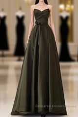 A-Line V Neck Satin