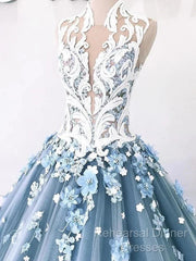 A-Line Vintage Backless Wedding Dress Tulle High Neck