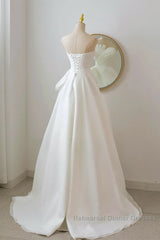 A-Line White Organza Long Semi Formal Prom Dress, White Long Formal Dress