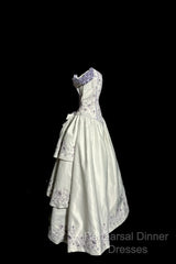 Aesthetic Ball Gown Off The Shoulder White Semi Formal Prom Dress Ruffle Long Party Dress