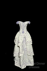 Aesthetic Ball Gown Off The Shoulder White Semi Formal Prom Dress Ruffle Long Party Dress