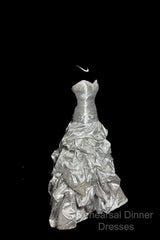 Aesthetic Mermaid Sweetheart Neckline Gray Taffeta Semi Formal Prom Dress Ruffle Long Party Dress