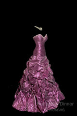 Aesthetic Mermaid Sweetheart Neckline Taffeta Semi Formal Prom Dress Ruffle Long Party Dress