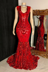 Amazing Sequins Mermaid Prom Dresses Sleeveless V-Neck Online
