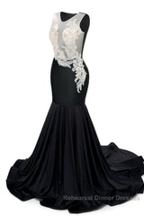 Portrait Trumpet Sweep Train Sleeveless Beading Evening Dresses