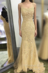 Backless Orange Lace Long Semi Formal Prom Dress, Mermaid Orange Lace Formal Dress