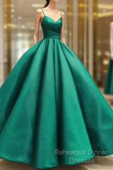 Ball Gown Dresses Satin V-Neck Spagetti Straps