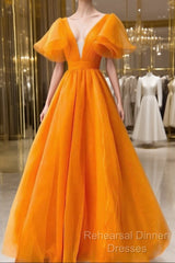 Ball Gown Evening Gown Celebrity Style Dress Wedding Party Dress Floor Length Short Sleeve V Neck Fall Wedding Guest Organza With Pleats Ruffles