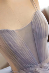 Ball Gown Ruffles Blue Tulle Lace Up Semi Formal Prom Dress