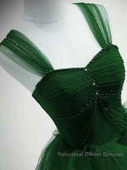 Beaded Tulle Off Shoulder Long Party Dress Tulle A-Line Semi Formal Prom Dress Ball Gown Quinceanera Dress