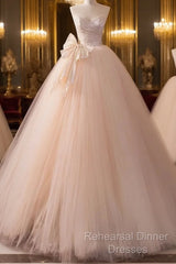 Beautiful A-Line Strapless Tulle Long Semi Formal Prom Dress Evening Dress