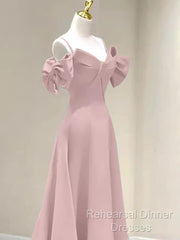 Beautiful A-Line Straps Pink Long Semi Formal Prom Dress