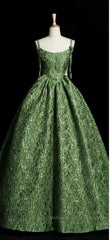 Beautiful Ball Gown Green Lace Semi Formal Prom Gown Long Semi Formal Prom Dresses