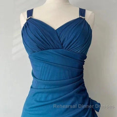 Beautiful Gradient Blue Glitter Chiffon Sweetheart Neck Semi Formal Prom Dress Birthday Dress