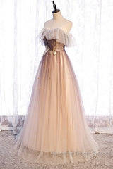 Beautiful Gradient Tulle With Straps Sweetheart Party Dress, A-Line Tulle Evening Dresses Semi Formal Prom Dress