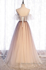 Beautiful Gradient Tulle With Straps Sweetheart Party Dress, A-Line Tulle Evening Dresses Semi Formal Prom Dress