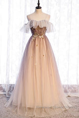 Beautiful Gradient Tulle With Straps Sweetheart Party Dress, A-Line Tulle Evening Dresses Semi Formal Prom Dress