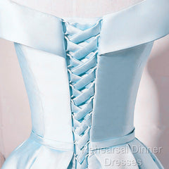 Beautiful Light Blue Satin Sweetheart Homecoming Dress, Blue Short Semi Formal Prom Dress