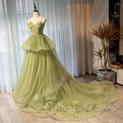 Beautiful Light Green Sweetheart Layers Princess Formal Gown, Green Tulle Long Party Dress Semi Formal Prom Dress