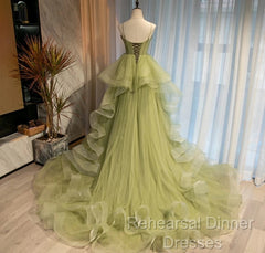 Beautiful Light Green Sweetheart Layers Princess Formal Gown, Green Tulle Long Party Dress Semi Formal Prom Dress