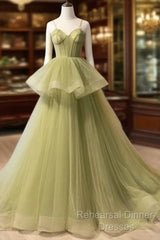 Beautiful Light Green Sweetheart Layers Princess Formal Gown, Green Tulle Long Party Dress Semi Formal Prom Dress