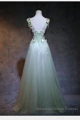 Beautiful Light Green Tulle Long Party Dress, A-Line Floor Length Semi Formal Prom Dress