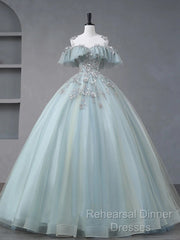 Beautiful Mint Blue Round Neckline Party Dress, Tulle With Sweet 16 Dress Semi Formal Prom Dress
