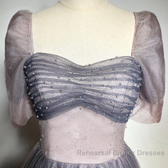 Beautiful Pink Gradient Beaded Sweetheart Long Semi Formal Prom Dress, Tulle Evening Dresses