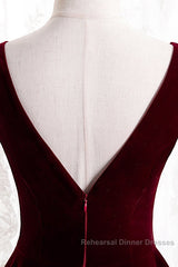 Beautiful Wine Red Simple Long A-Ine Wedding Party Dress, Dark Red Semi Formal Prom Dresses