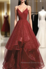 Beautiful Wine Red Velvet Straps V-Neckline Party Dress Semi Formal Prom Dress, Long Evening Dresses