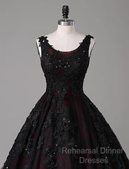 Black And Red Backless Tulle Long Formal Gown, Black And Red Long Semi Formal Prom Dress