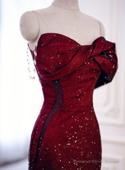 Black And Red Long Party Dress Prom Dress, Sweetheart Satin Evening Dress Formal Dress