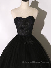 Black Long Semi Formal Prom Dresses, Black Lace Formal Evening Dresses
