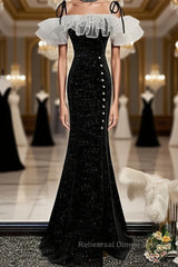 Black mermaid long Semi Formal Prom Dresses, black evening Dresses