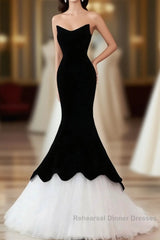 Black Sweetheart Mermaid Tulle Semi Formal Prom Dress