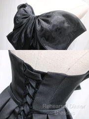 Black Tulle Satin Short Semi Formal Prom Dress, Black Homecoming Dress