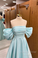 Blue Tulle Floor Length Semi Formal Prom Dress, Beautiful A-Line Formal Evening Dress