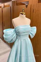 Blue Tulle Floor Length Semi Formal Prom Dress, Beautiful A-Line Formal Evening Dress