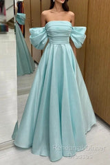 Blue Tulle Floor Length Semi Formal Prom Dress, Beautiful A-Line Formal Evening Dress