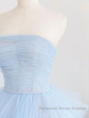 Blue tulle long Semi Formal Prom Dresses Dresses, blue tulle evening Dresses